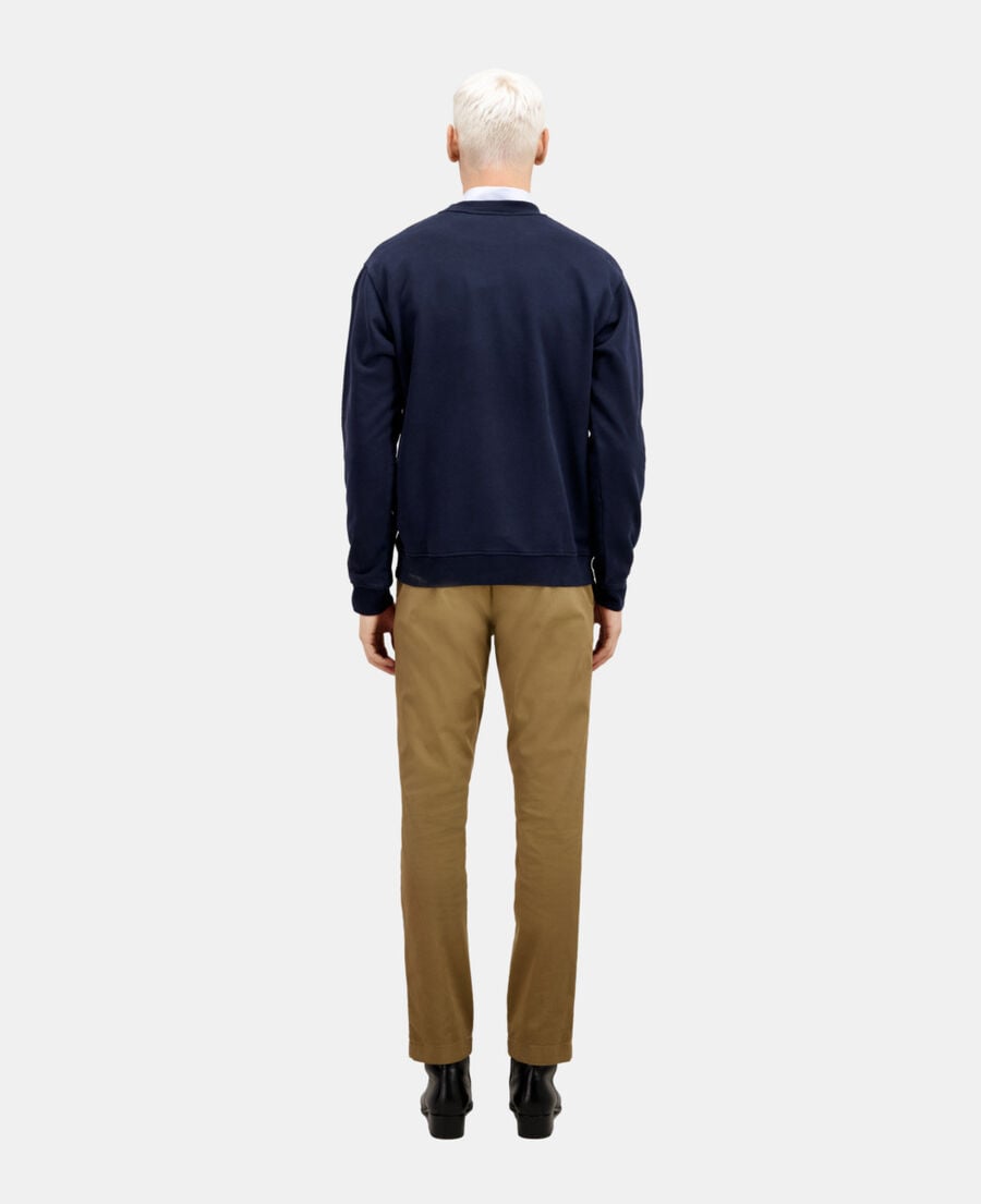 The Kooples MEN WASHED NAVY navy blue sweatshirt with sneaky snake serigraphy