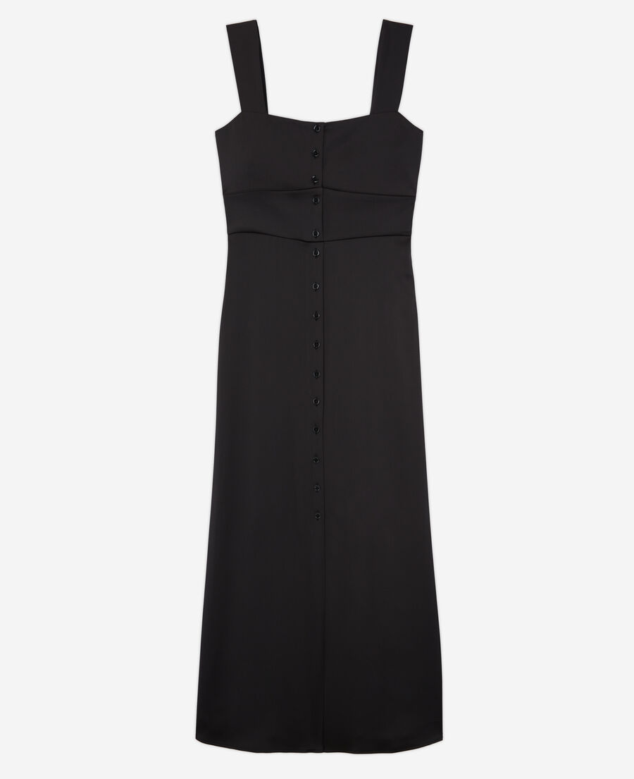 vestido largo negro botonadura