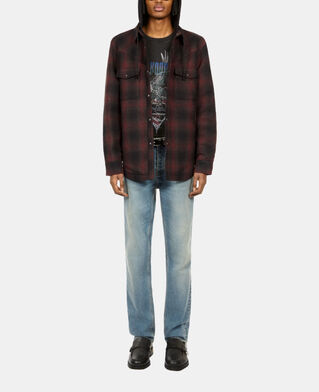 The Kooples HERREN BLACK-BORDEAUX blaue hemdjacke aus tweed mit karomuster