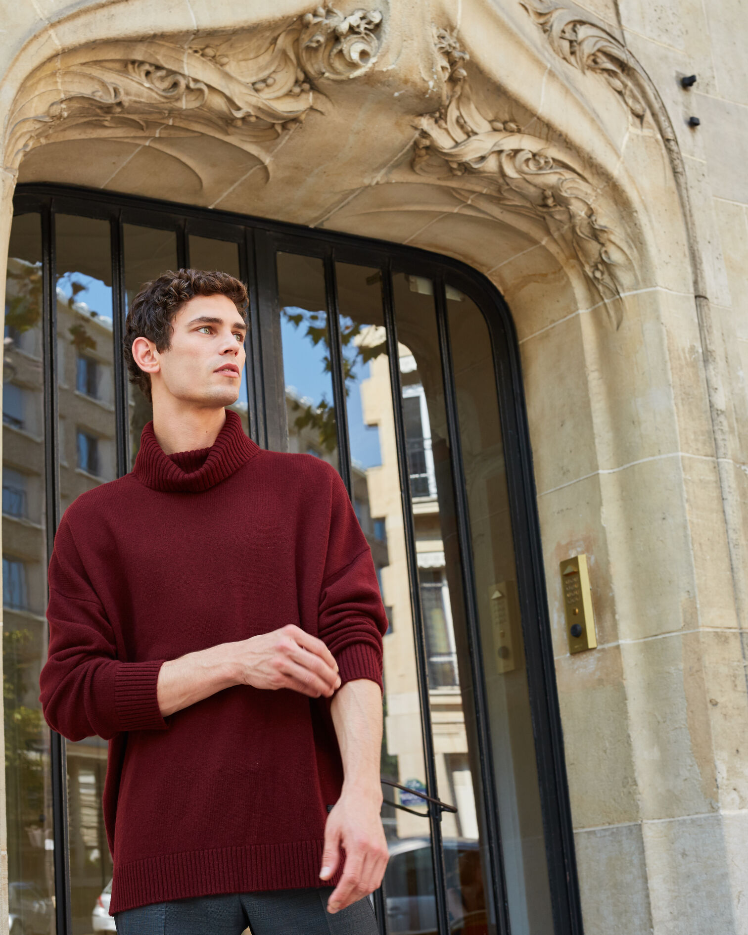 Burgundy wool and cashmere turtleneck jumper, BURGUNDY, hi-res image number null