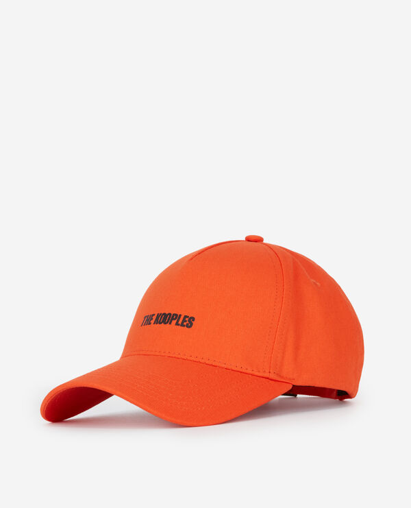 orange cap with logo