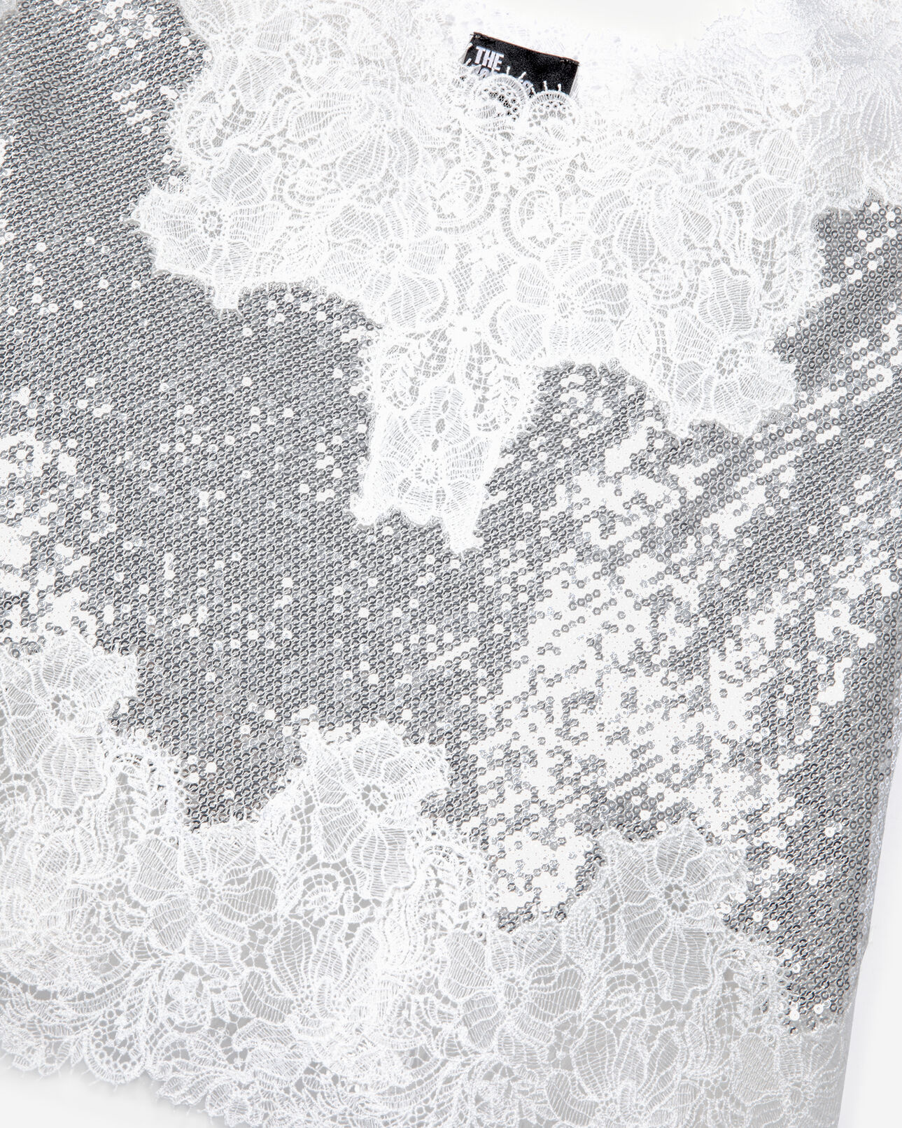 The Kooples FEMME SILVER caraco à sequins et dentelle argenté