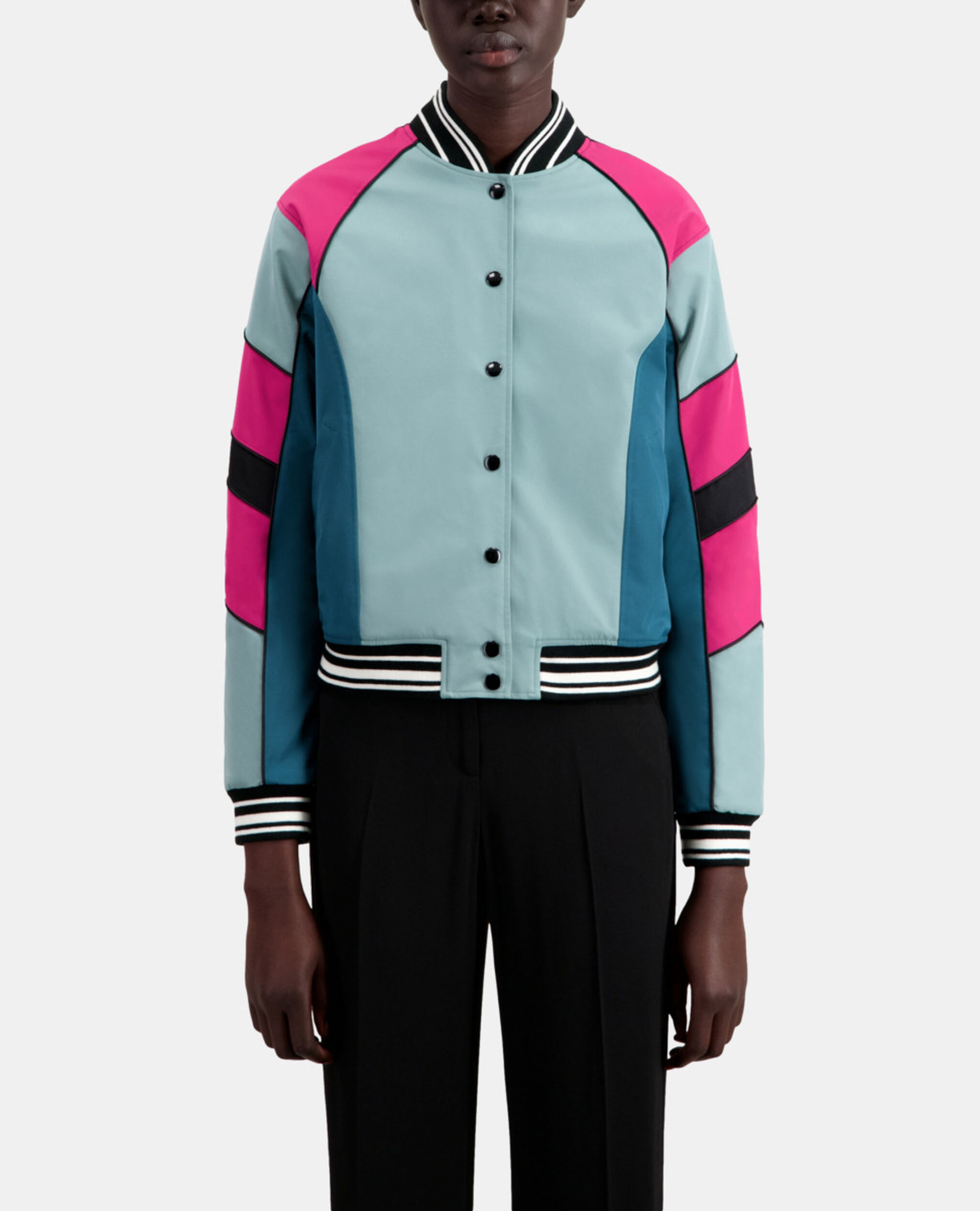 Short jacket with multicoloured patchwork The Kooples Canada