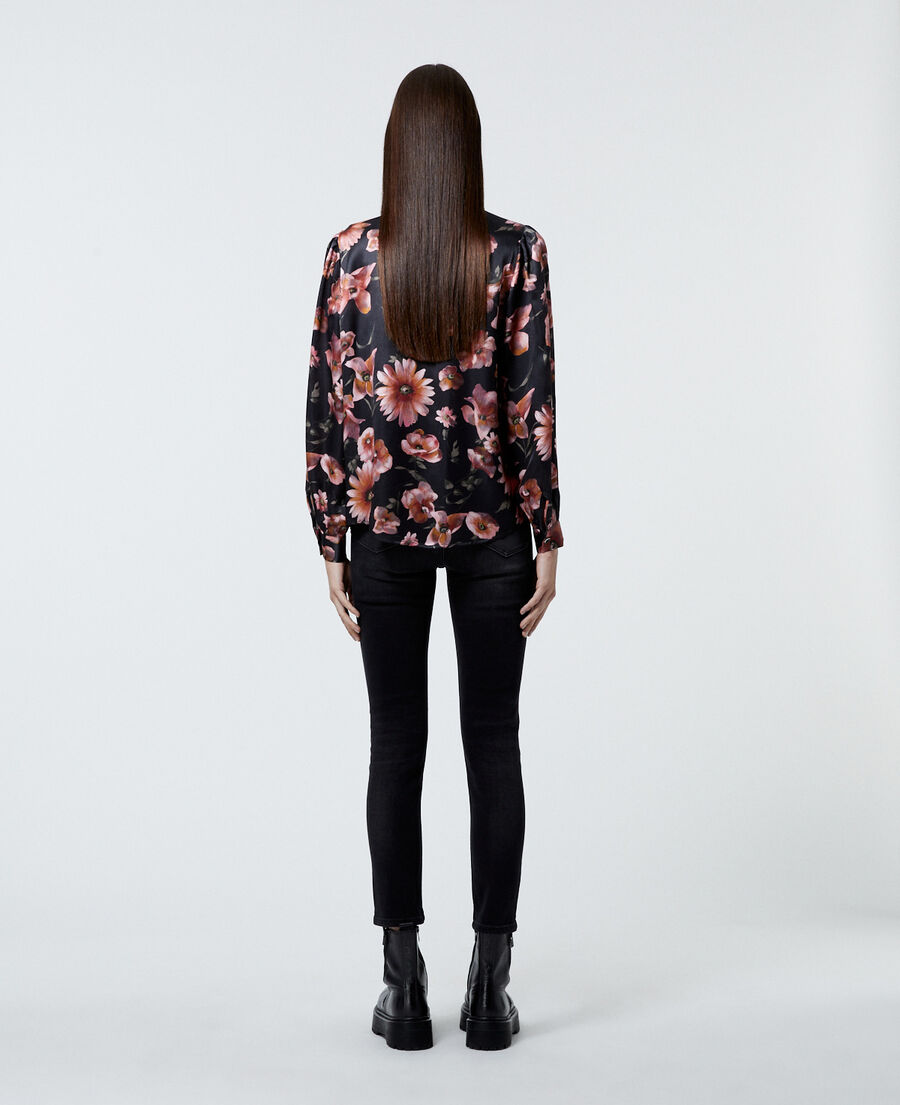 printed black shirt with long sleeves