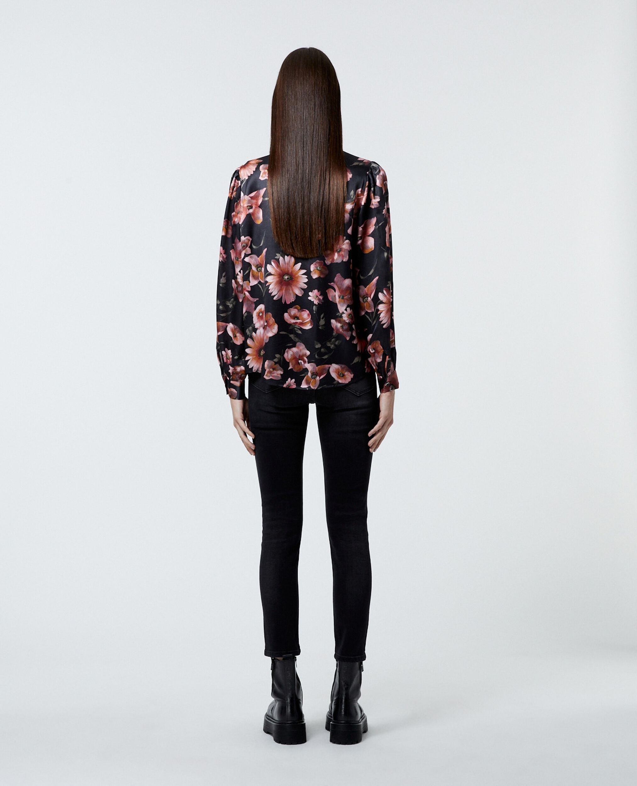 Printed black shirt with long sleeves, BLACK, hi-res image number null