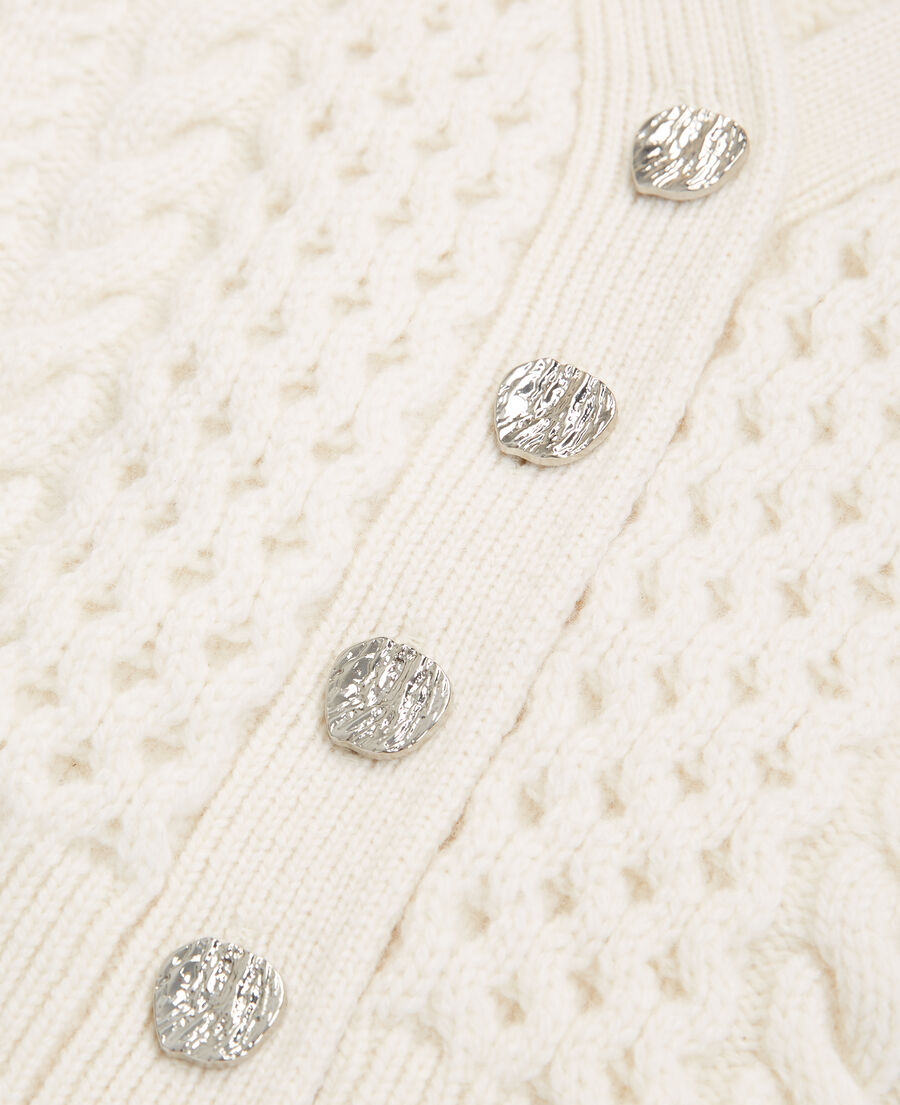 ecru wool cardigan with jewel buttons