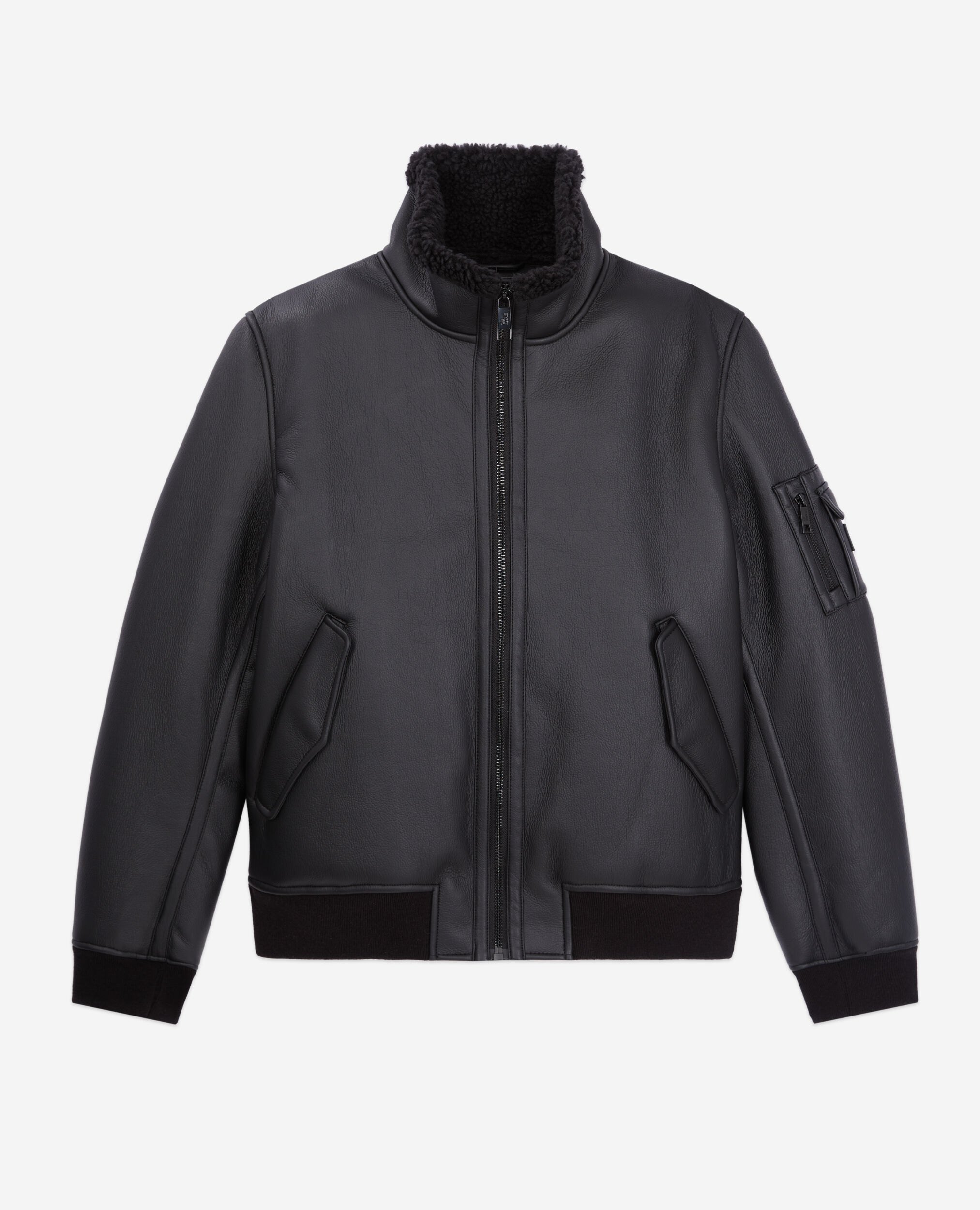 Shearling jacket top black mens