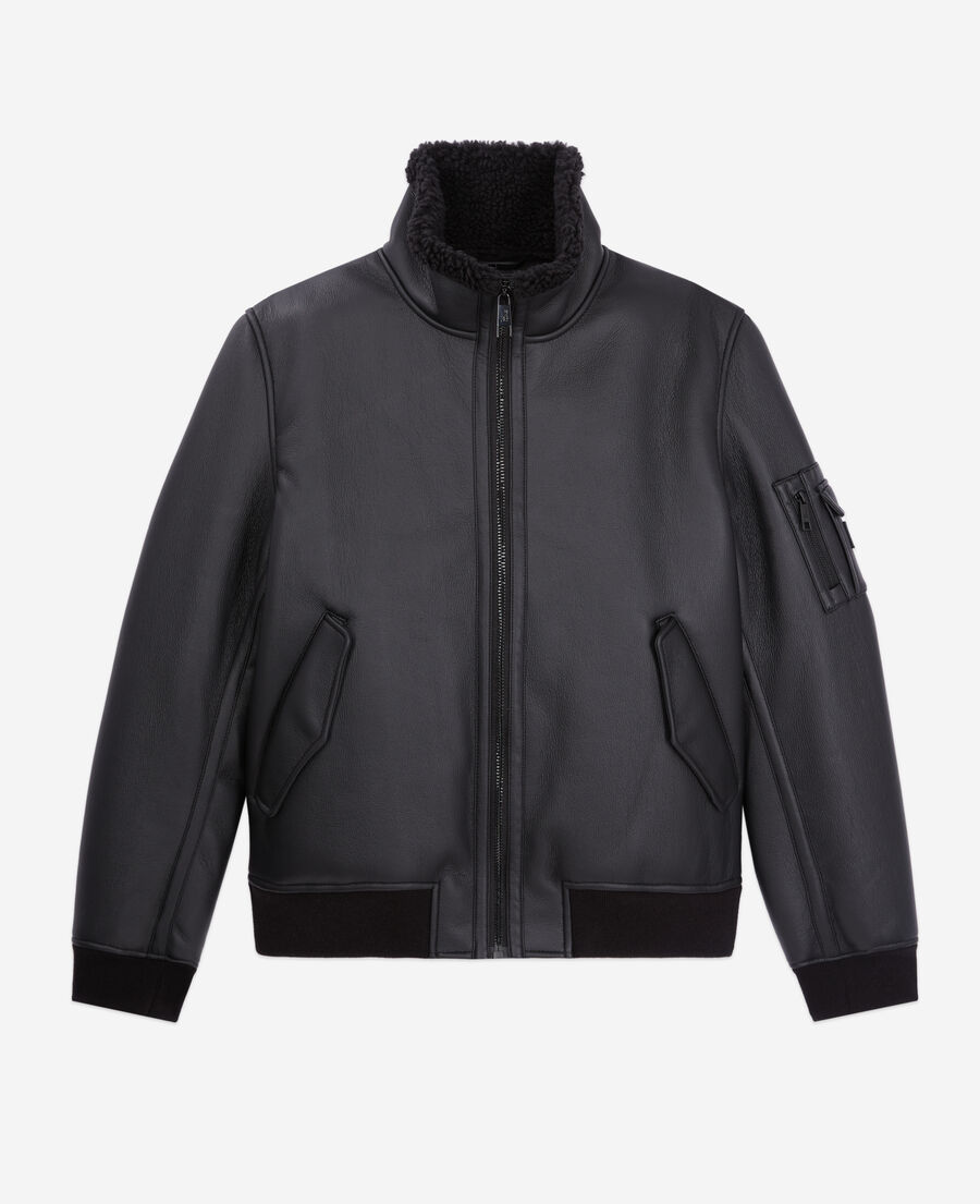 black faux shearling jacket