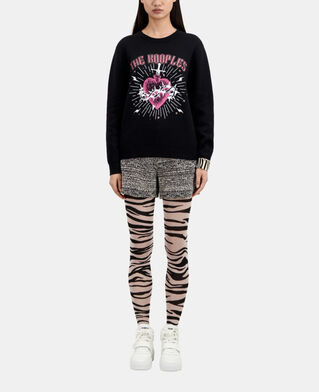 The Kooples WOMEN BLACK WHITE dagger through heart black jumper with stars