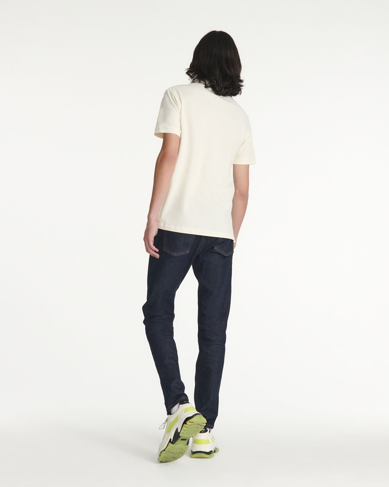 The Kooples HERREN CREAM poloshirt cremefarben offizierskragen badge