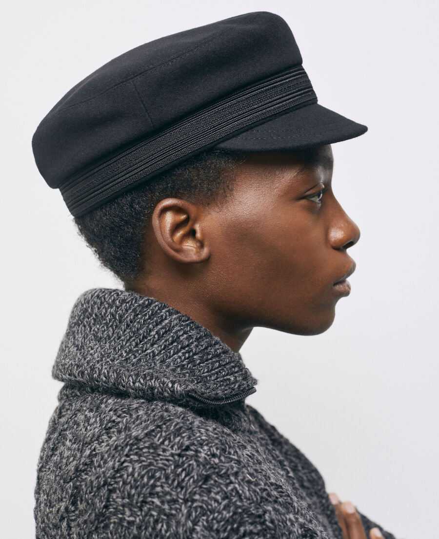 black wool cap