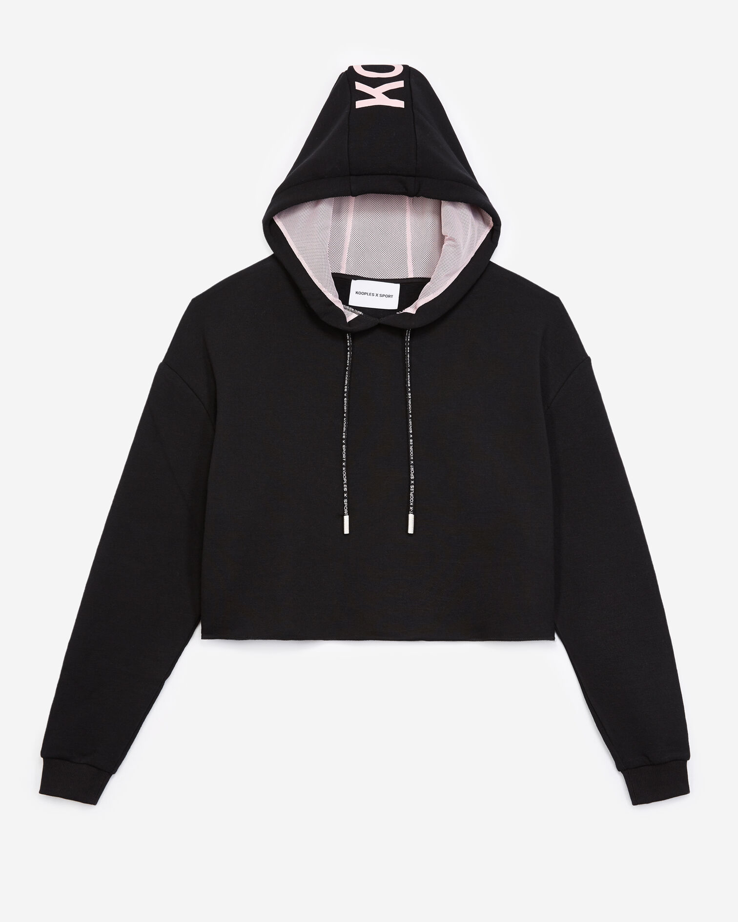 Black sweatshirt with hood and logo, BLACK, hi-res image number null