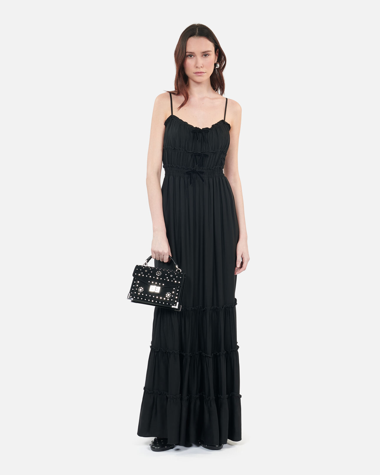 The Kooples WOMEN BLACK long black dress with bows