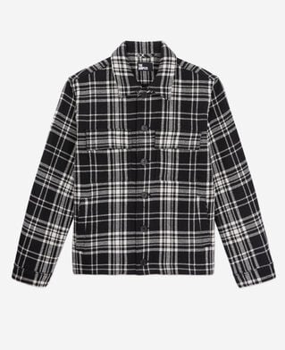 The Kooples HERREN BLACK WHITE blaue karierte hemdjacke aus wollmischung