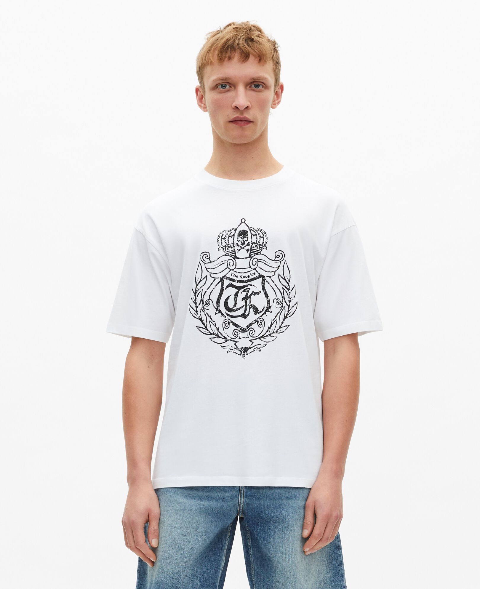 The Kooples HOMME WHITE t-shirt à sérigraphie blason blanc