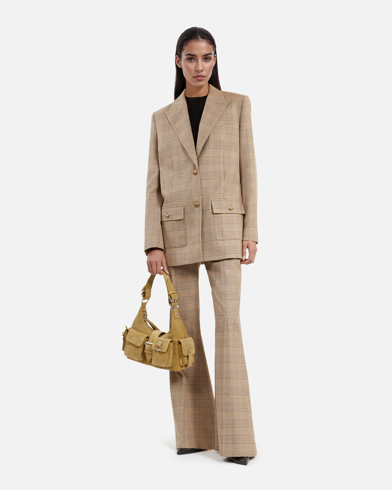The Kooples WOMEN BEIGE-BROWN prince of wales beige wool suit jacket