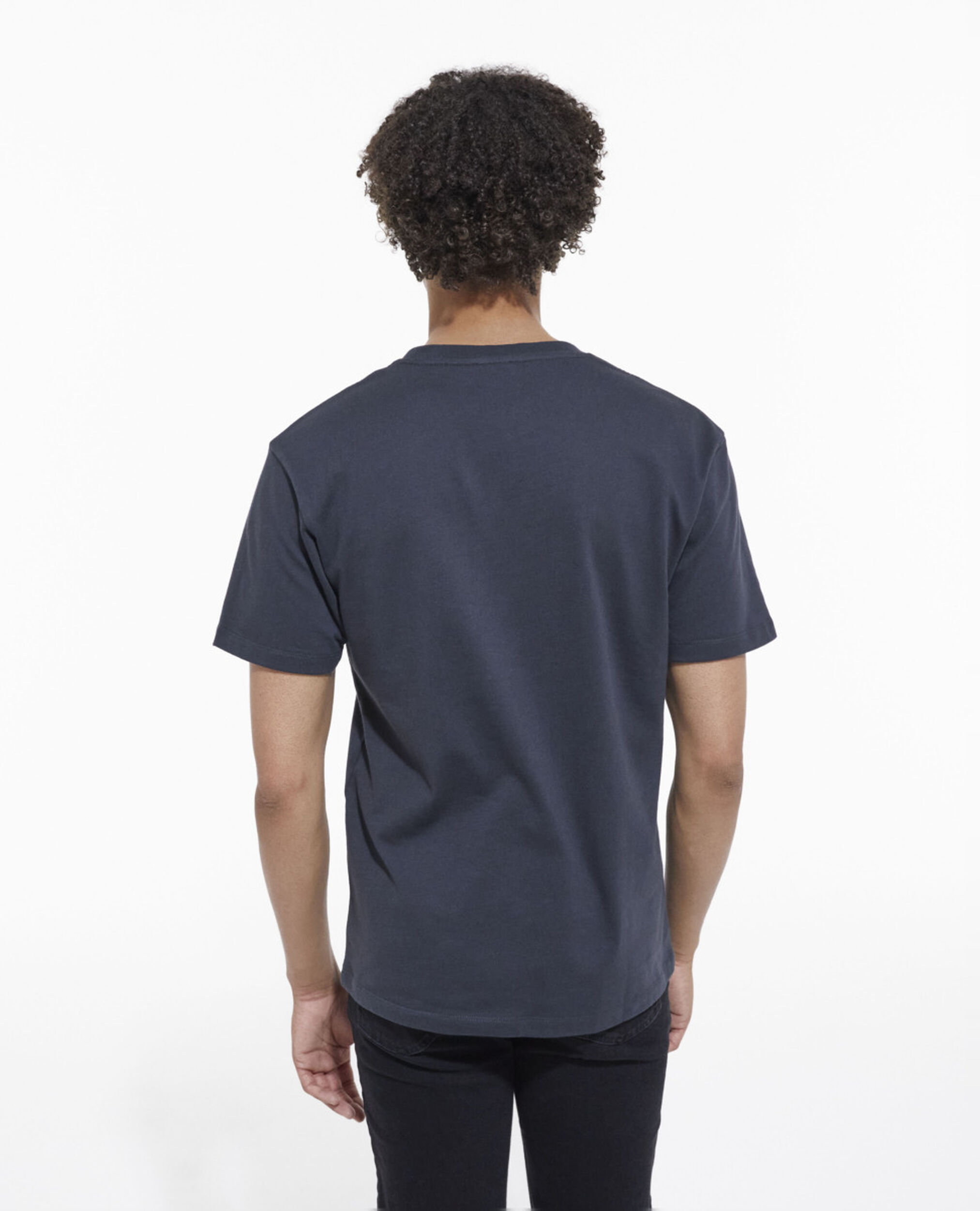 Black T-shirt with screen print, STONE, hi-res image number null
