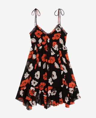 The Kooples F BLACK RED OFF WHITE black floral print short dress
