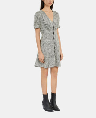The Kooples DAMEN BLACK WHITE kurzes kleid mit print und knopfverschluss