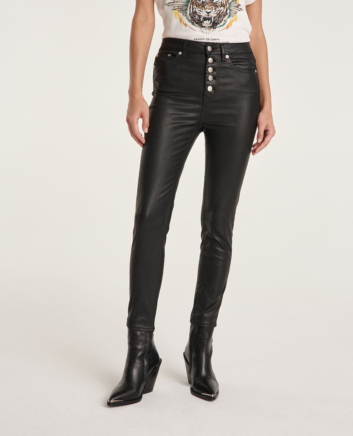 Jean slim boutonn effet cuir The Kooples