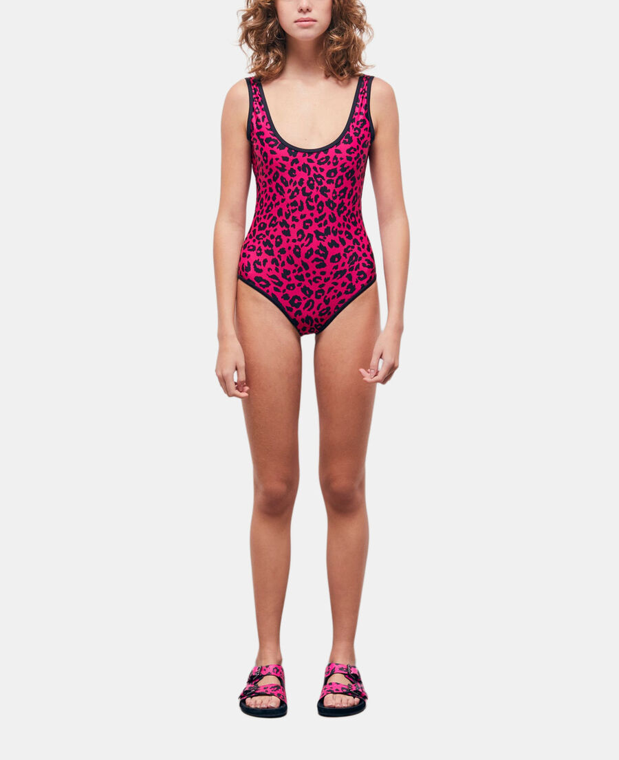 The Kooples F BLACK / PINK one-piece printed swimming costume