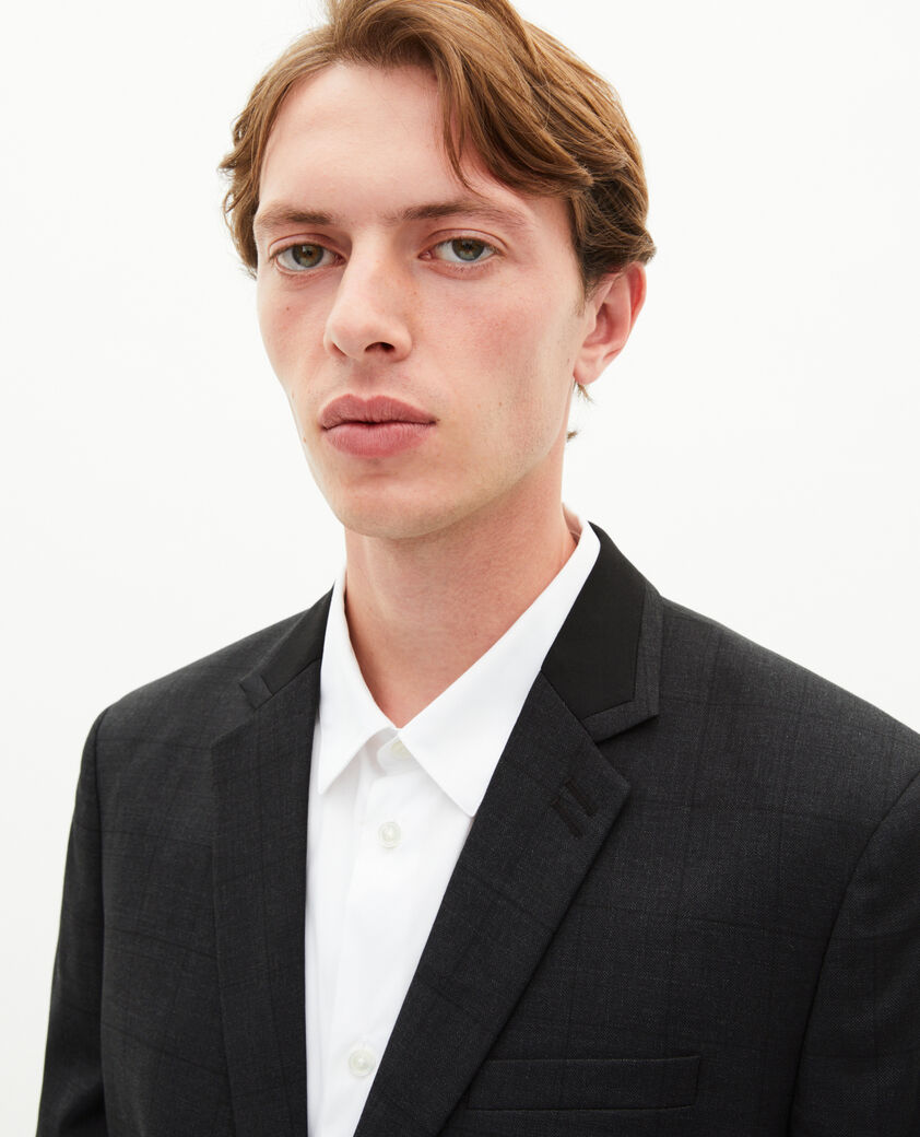 The Kooples MEN BLACK black wool plaid suit jacket