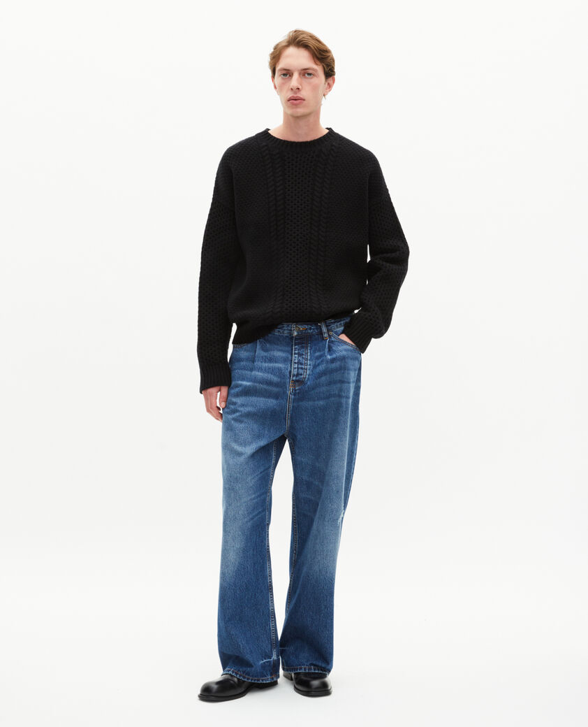 The Kooples HOMME BLACK pull torsad&eacute; en laine noir