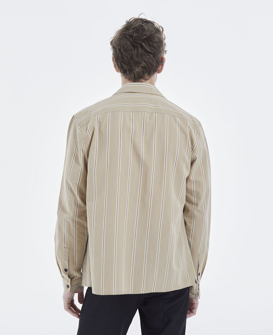 beige striped hawaiian-collar shirt