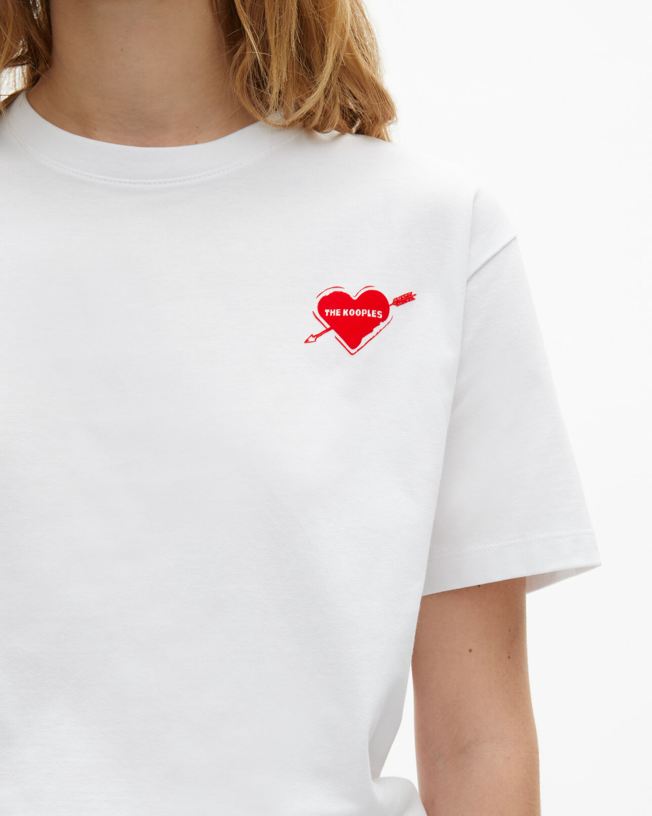 The Kooples DAMEN WHITE t-shirt mit herz-beflockung in weiß