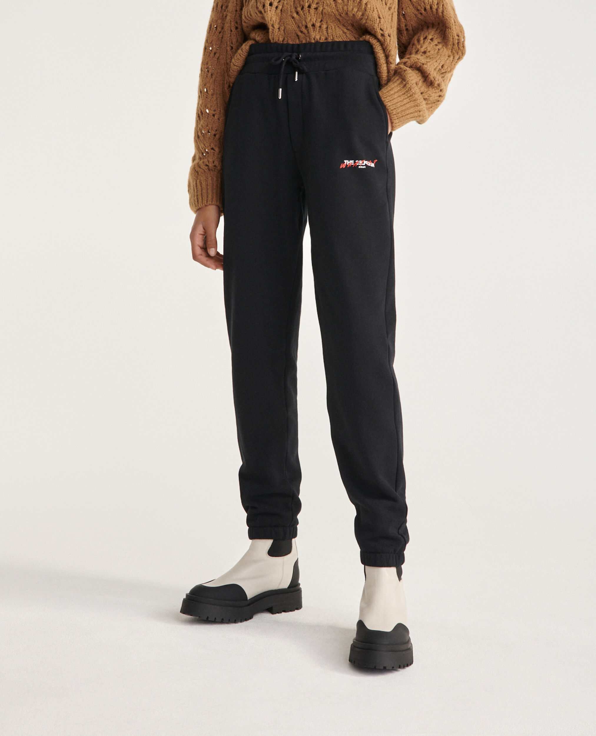 Black joggers with small The Kooples logo, BLACK, hi-res image number null