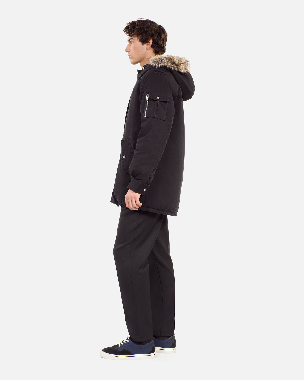 The Kooples HOMME BLACK parka à capuche noire