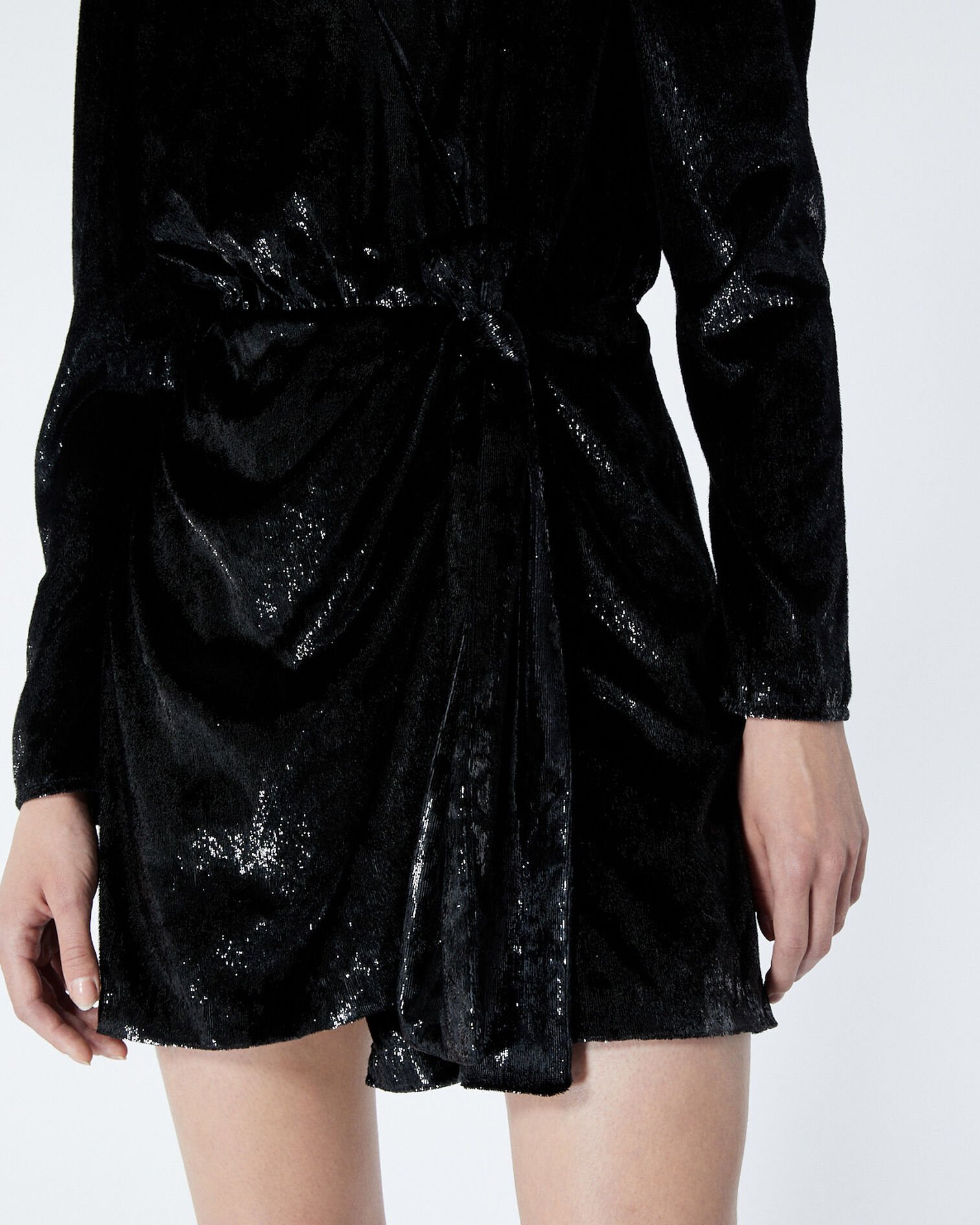 Black velvet wrap dress, BLACK, hi-res image number null
