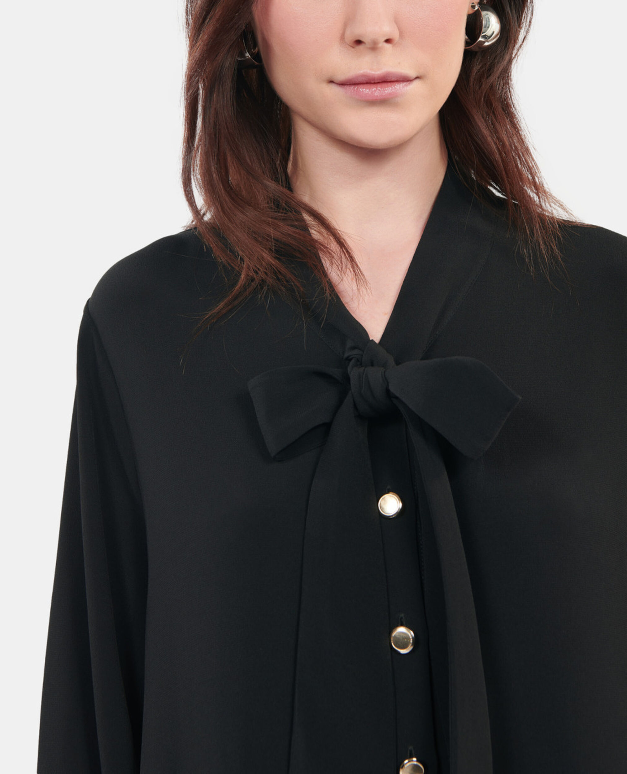 Short black dress with pleating, BLACK, hi-res image number null