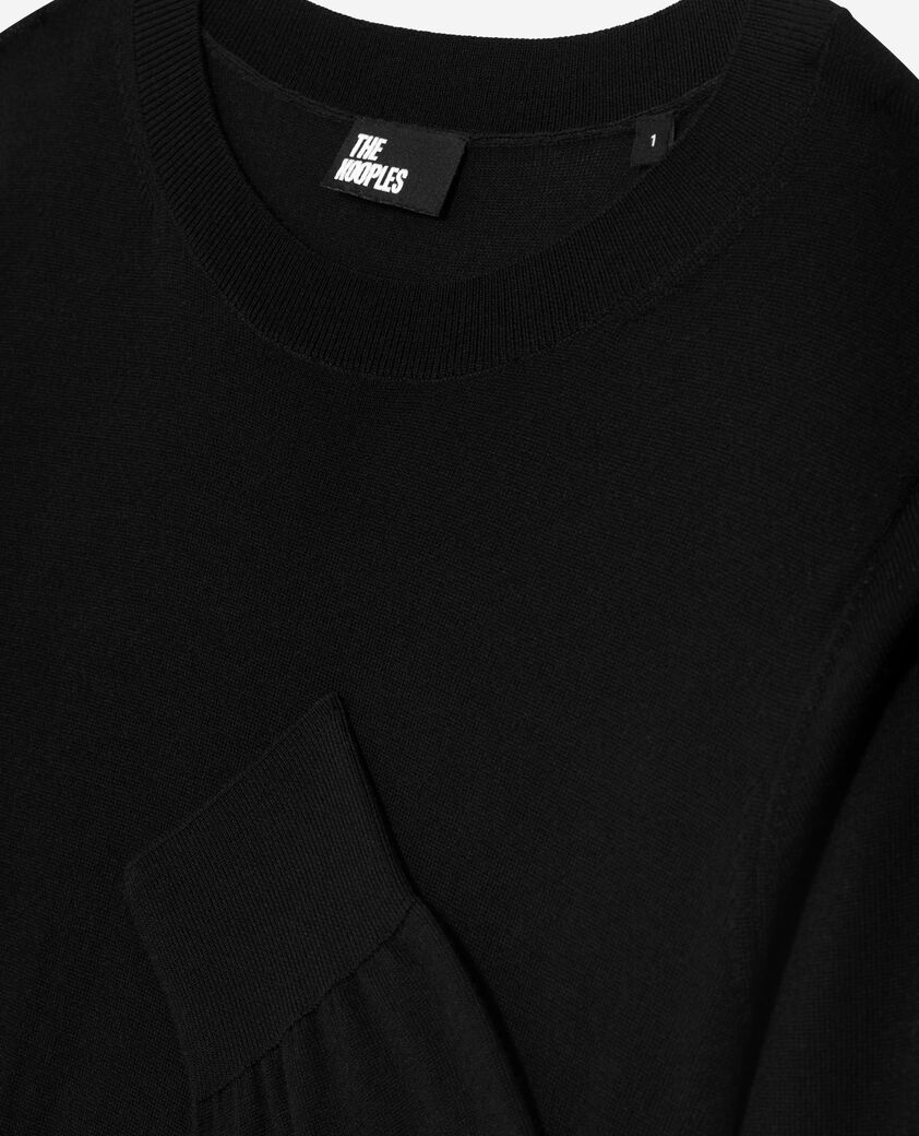 The Kooples FEMME BLACK pull col rond en laine mérinos noir