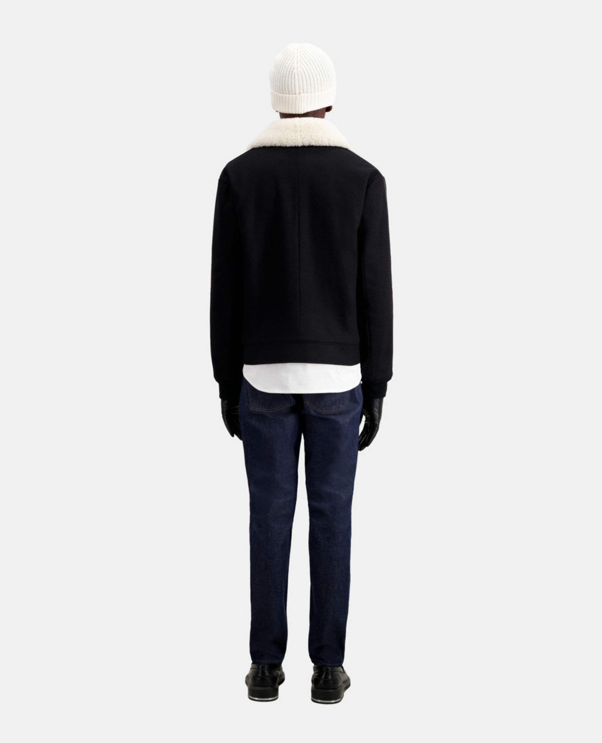 Black wool-blend bomber jacket, BLACK, hi-res image number null