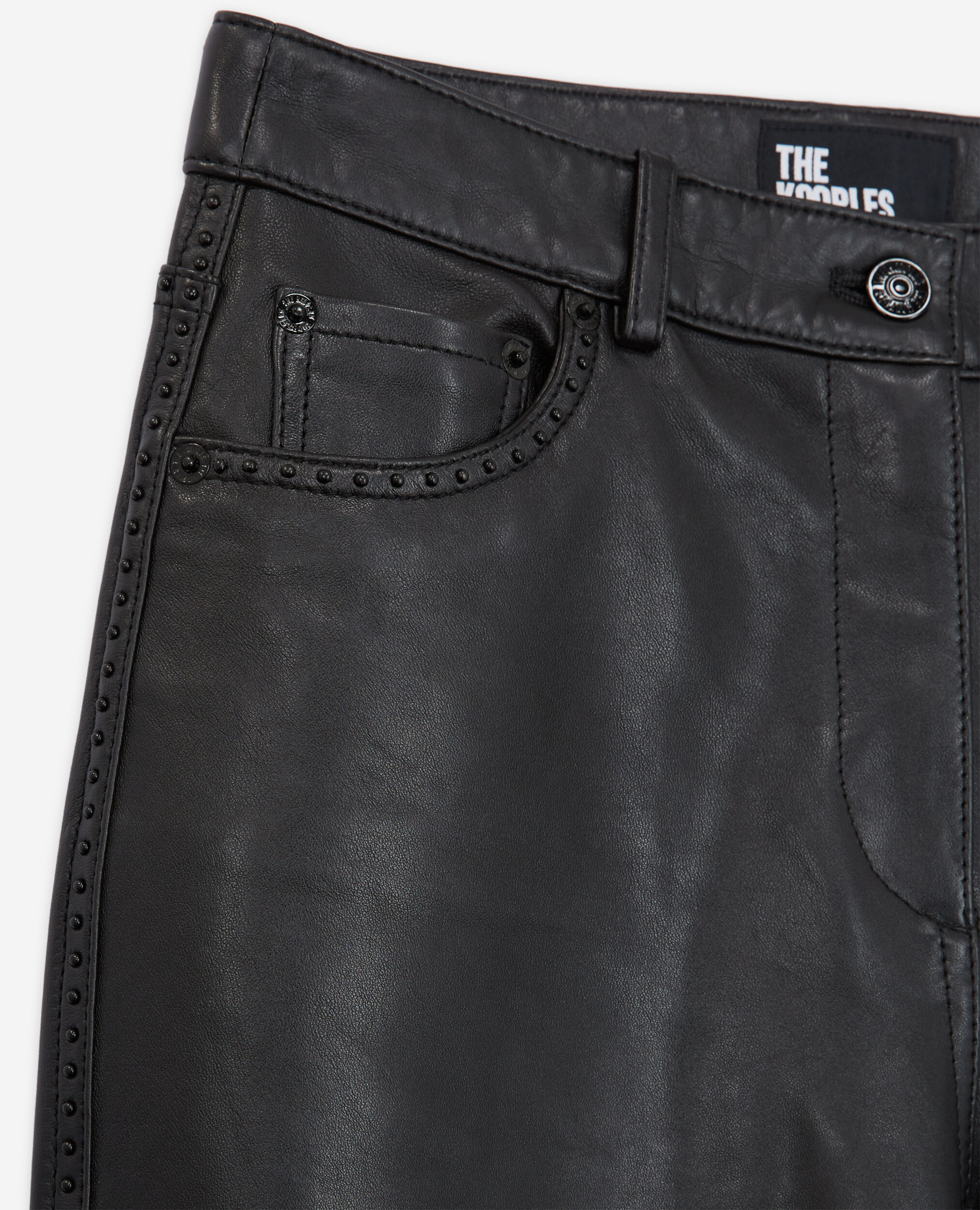 Pantalón piel tachuelas negro, BLACK, hi-res image number null