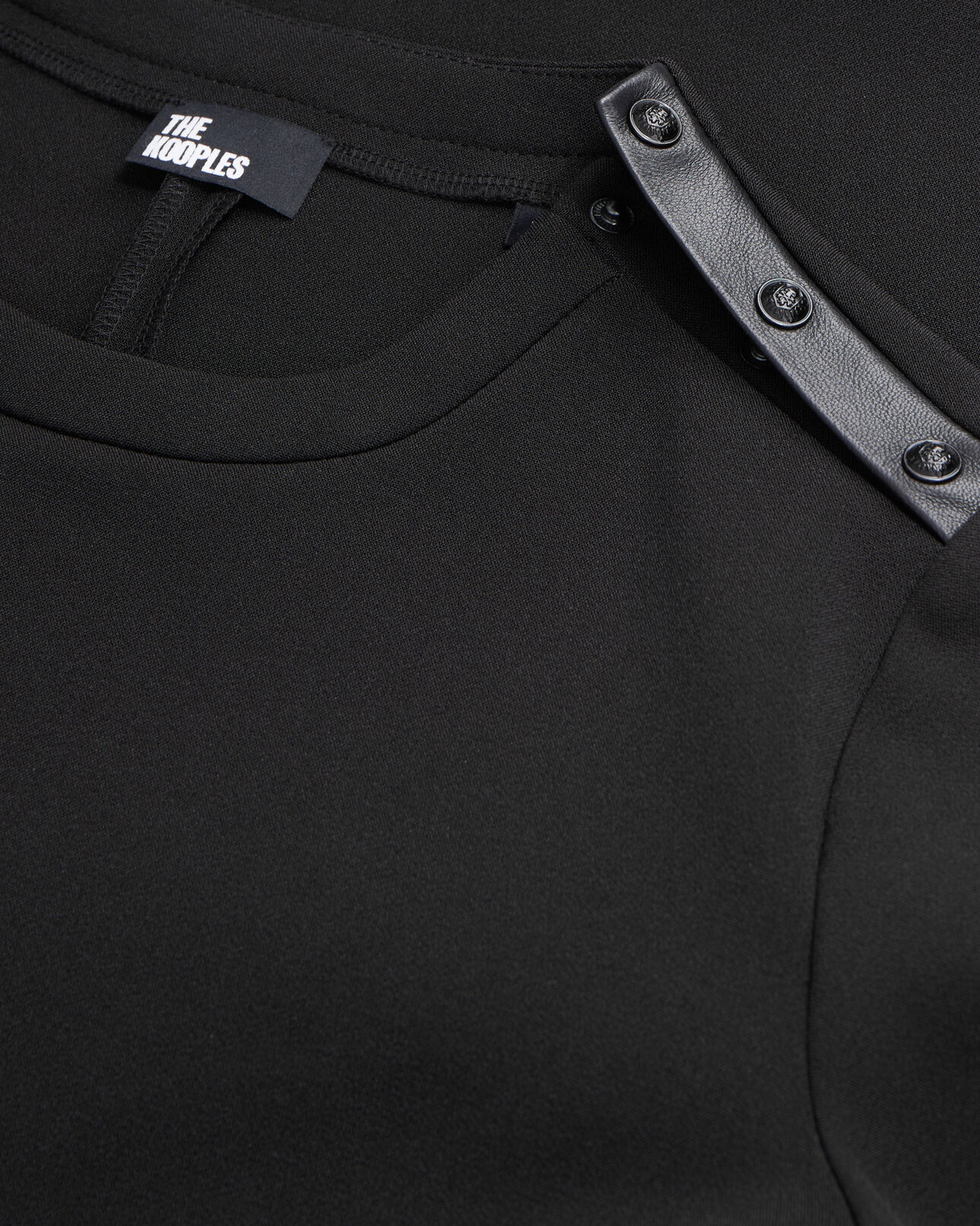 The Kooples DAMEN BLACK kurzes kreppkleid mit lederdetails