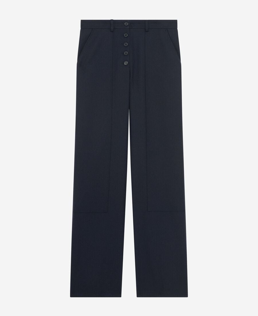 The Kooples DAMEN NAVY gerade geschnittene hose mit knöpfen in marine