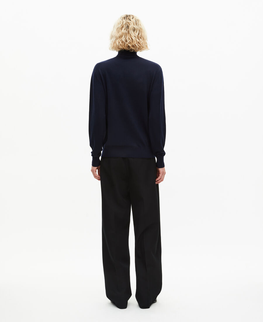 The Kooples HOMME NAVY pull col roulé en laine mérinos marine
