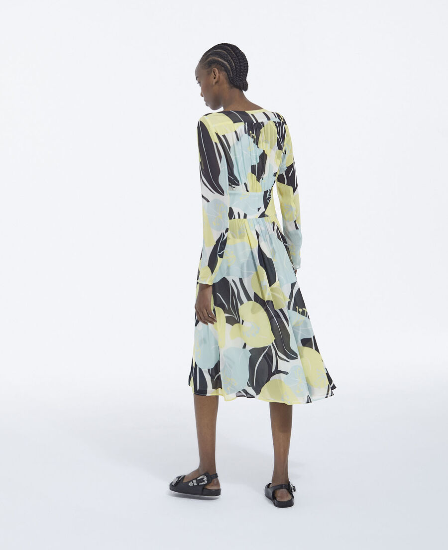 long light printed dress with floral motif