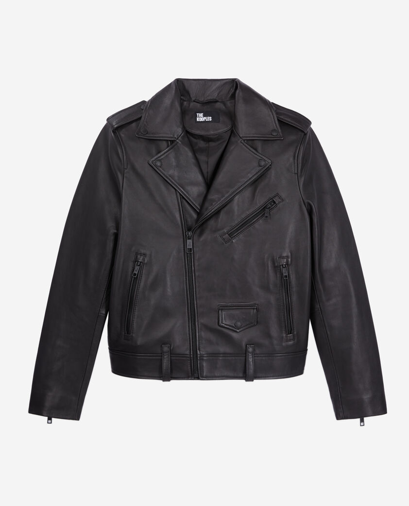 The Kooples HERREN BLACK schwarze biker-jacke aus leder