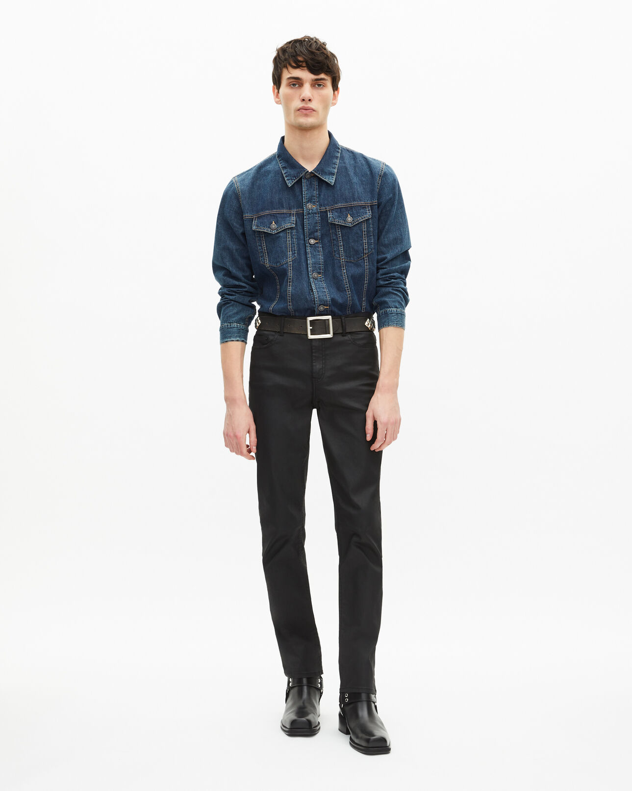 The Kooples MEN MEDIUM BLUE long-sleeved denim shirt