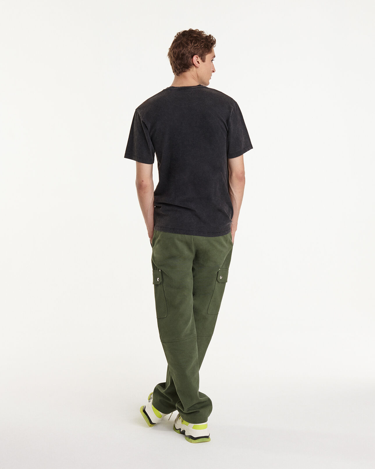 The Kooples HOMBRE BLACK WASHED camiseta negra desgastada algodón logotipo