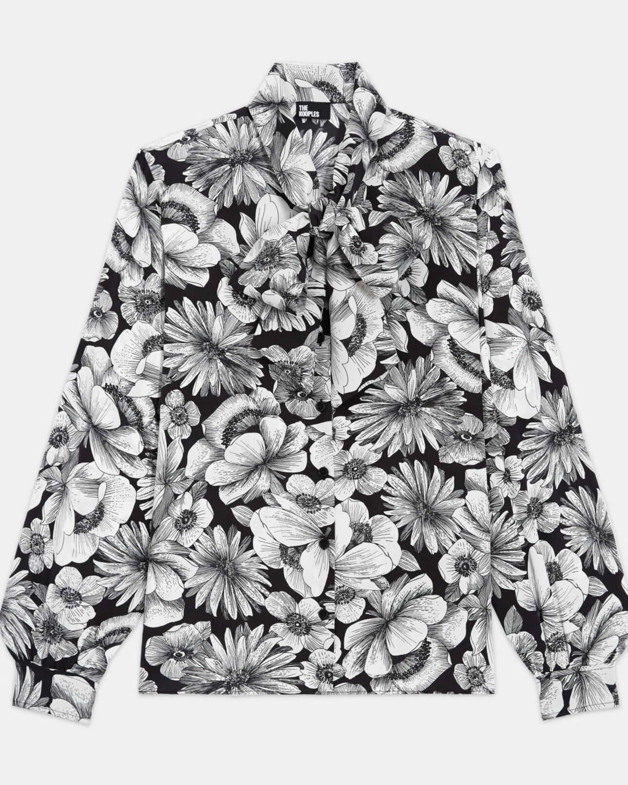The Kooples WOMEN BLACK WHITE floral silk shirt