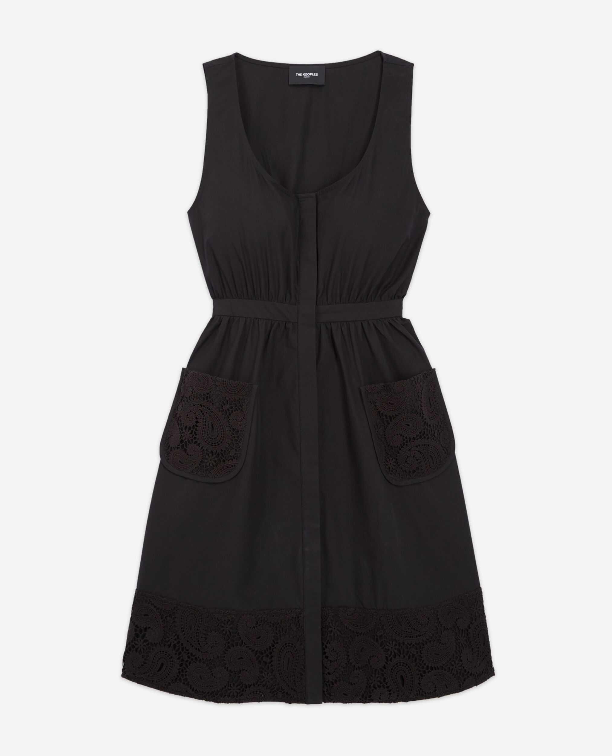 Robe courte noire sans manches poches, BLACK, hi-res image number null