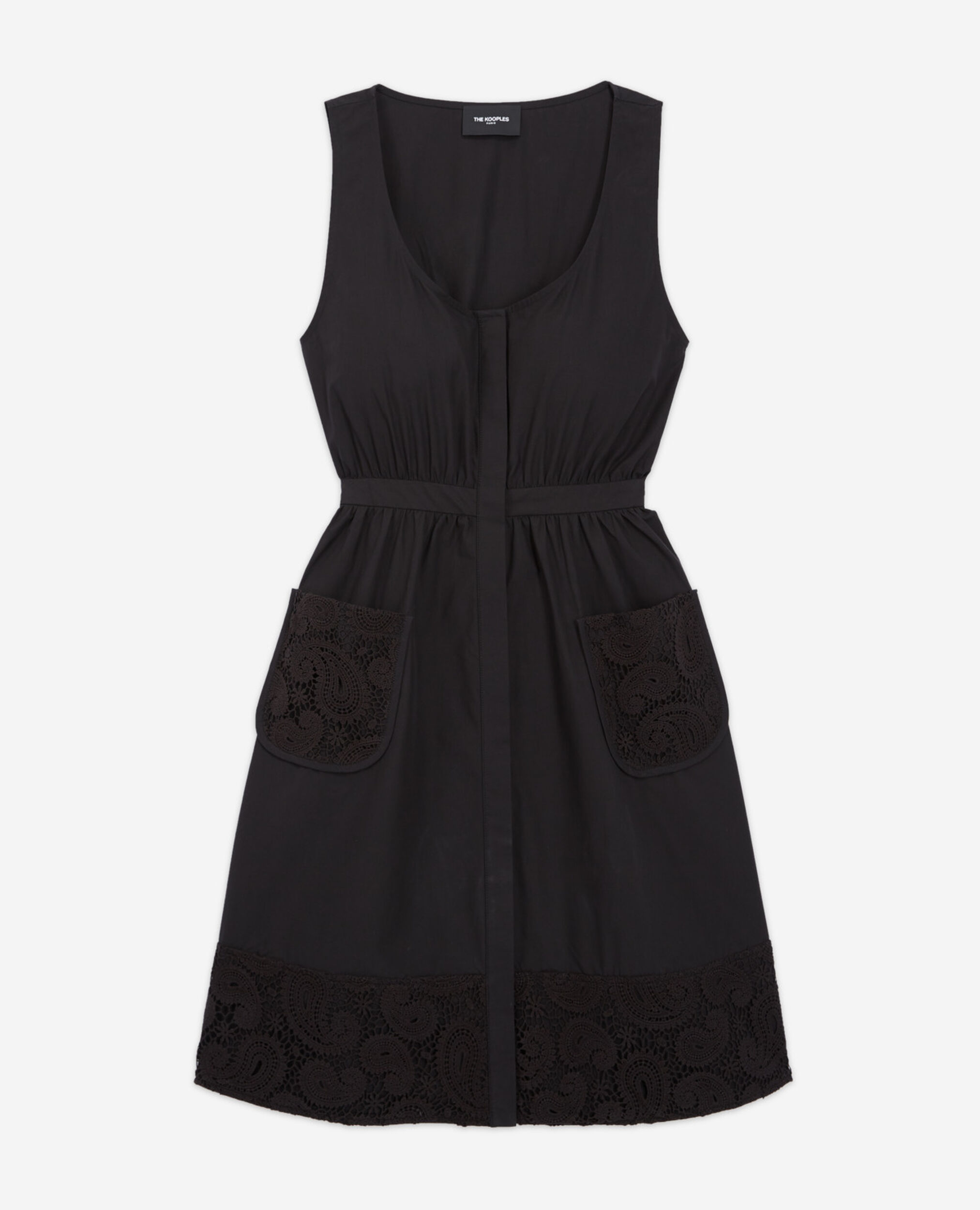 Sleeveless short black dress with pockets, BLACK, hi-res image number null