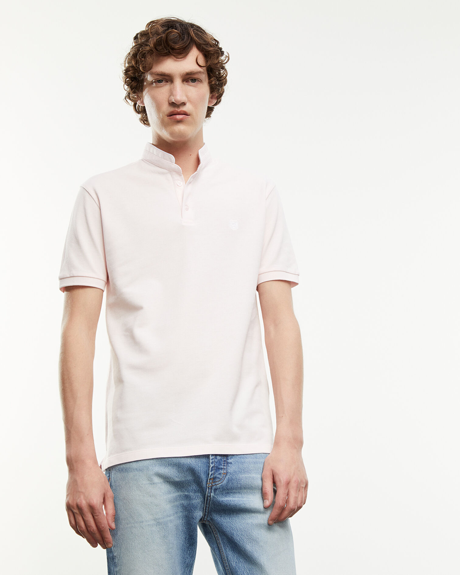 Light pink polo shirt with white badge, BABY PINK/BLANC OPTIQUE, hi-res image number null
