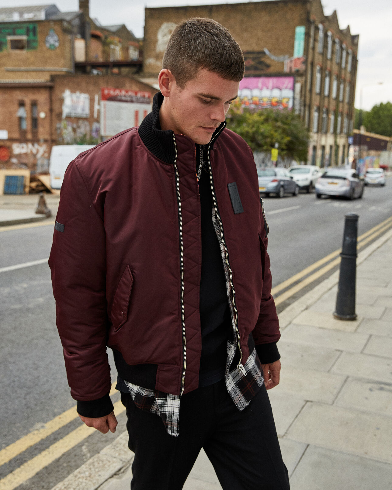 The Kooples HOMBRE BURGUNDY chaqueta bomber roja