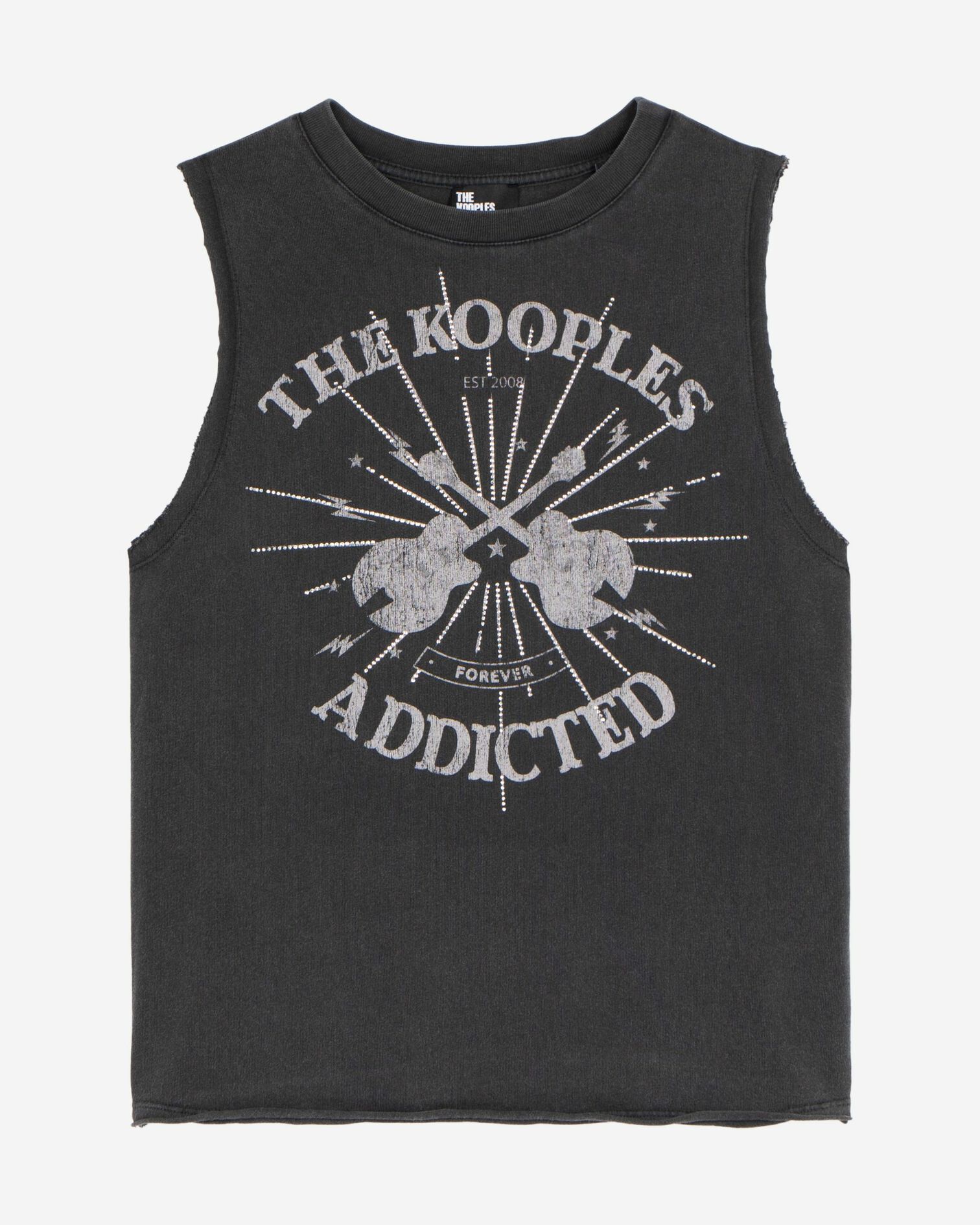 Tank top with faded black screen print, BLACK WASHED, hi-res image number null
