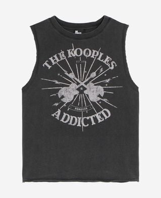 The Kooples WOMEN BLACK WASHED tank top with faded black screen print